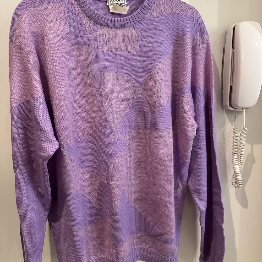 Vintage Versace Men’s Purple Crewneck Sweater - Size 50/XXL